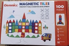100 PCS Magnetic Tiles with 2 Cars, STEM Approved Educational Magnet Buildingtoy