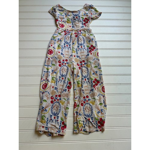 Posh Peanut Mangia Pasta Bamboo Jumpsuit Kids 3T-4T Wide Leg Back Tie Cutout