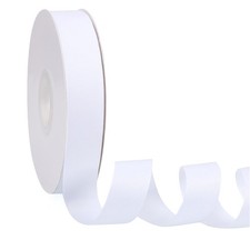 White 1" X 50 Yards Solid Color Double Faced Grosgrain Ribbon for Gifts Wrapping