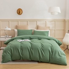 ECOCOTT Sage Green Duvet Cover King Size, 3 Piece 100 Washed Cotton 1 Duvet ...