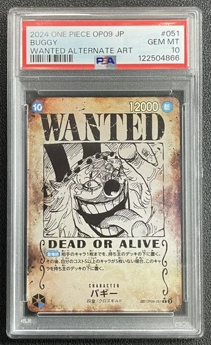 BUGGY PSA 10 2024 ONE PIECE JAPANESE #OP09-051 WANTED ALTERNATE ART 4866
