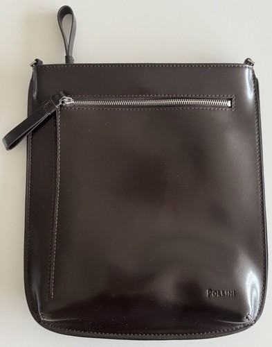 Pollini Damen Herren Leder Umhänge Tasche Kleiner Messengerbag Schultergurt Neu