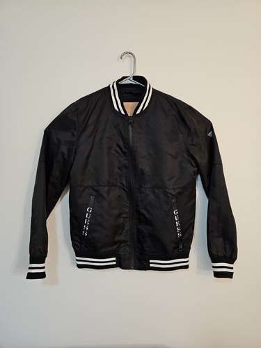 Guess Black Long Sleeve nylon Windbreaker Jacket Adult Size M