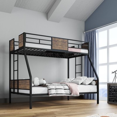 Twin Over Full Bunk Beds Metal Bunk Bed Frame W Safety Guardrail 2 Ladder