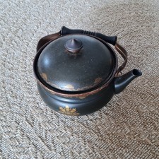 Teekessel, Schwarz, Emaille innen, Dekorativ, Retro