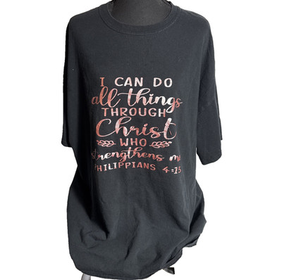 Gildan I Can Do Anything T Shirt Black Women's 2XLPhillipians 4:13 Graphic Print