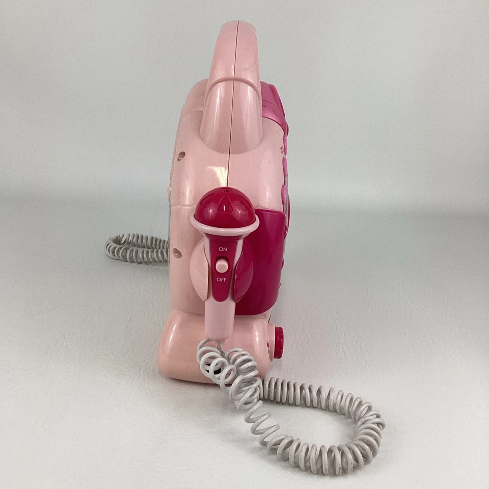 Barbie Sing With Me CD Player Boombox Karaoke Dual Microphone Mattel 2008 Pink - Image 4 of 4