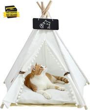 Pet Teepee, Portable Pet Tents for Small Dogs or Cats, Puppy Sweet Bed Washable