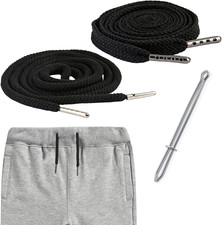 2Pcs 46 Inch Cotton Drawstring Replacement with Metal Tips, Premium Hoodie Strin