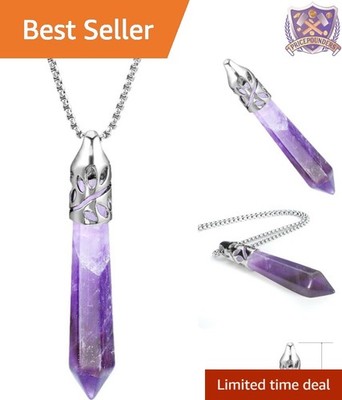 Healing Crystal Necklace Amethyst Quartz Pendant Chakra Energy Jewelry