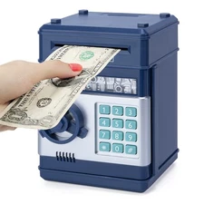 Refasy Electronic Piggy Bank Password Lock Money Safe Coin Bank Navy Kids Gift