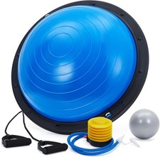 Half Balance Ball Trainer Textured Non-Slip Base W 2 Resistance Bands Pump