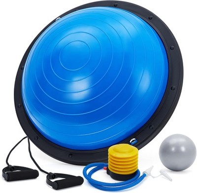 Half Balance Ball Trainer Textured Non-Slip Base W 2 Resistance Bands + Pump