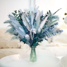 Pampas Grass Decor Dried Flowers with Blue Boho Floral