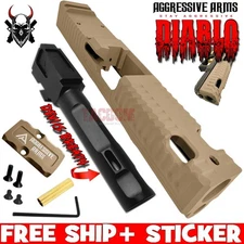 AGGRESSIVE ARMS DIABLO FDE TAN PORTED RMR Slide BARREL for GLOCK 19 GEN 3 COMP'D