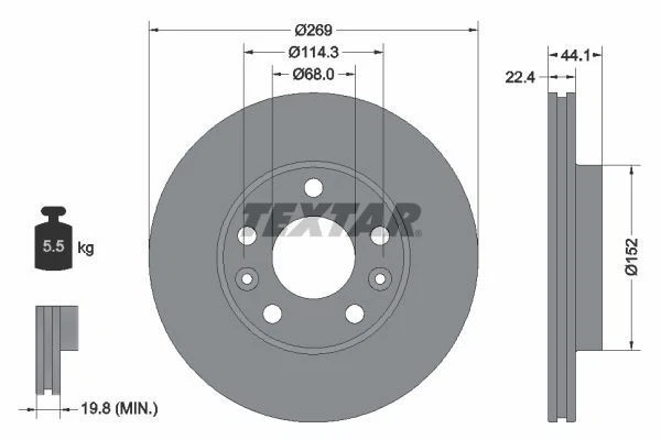 Juego de discos y pastillas de freno delanteras TEXTAR para Dacia Duster Renault Megane Foto 4 de 4