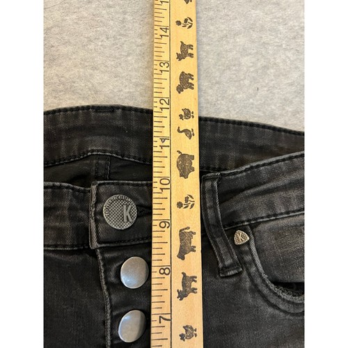 KUT From The Kloth Jeans Women 27x25 High Rise Distressed Button Fly Denim Black - Picture 10 of 12