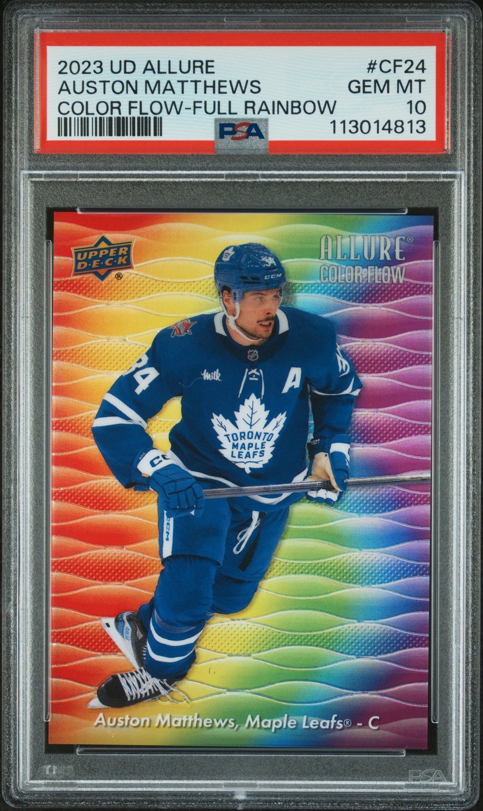 2023 UD ALLURE COLOR FLOW FULL RAINBOW #CF24 AUSTON MATTHEWS #/10 PSA 10