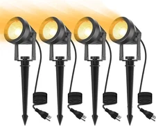 VOLISUN Plug in Spot Light Outdoor spotlights,Landscape 4 pack, Warm-4pack 
