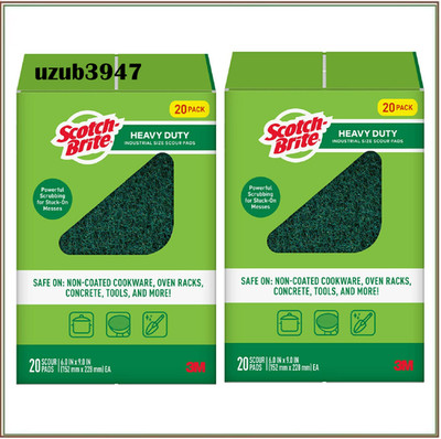 Scotch-Brite Heavy Duty Industrial Scour Pads - 40 Count Pack - Commercial Clean
