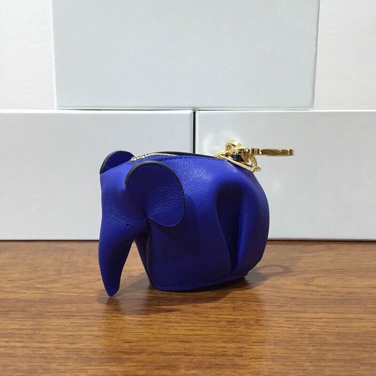 Genuine Leather Elephant Coin Purse Keychain Pendant Wallet Multicolor