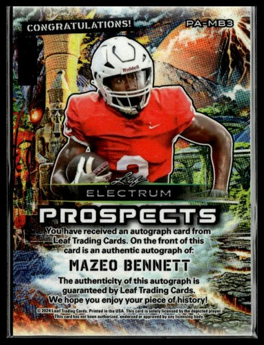 2024 Leaf Electrum #PA-MB3 Mazeo Bennett #/59 - Picture 2 of 2