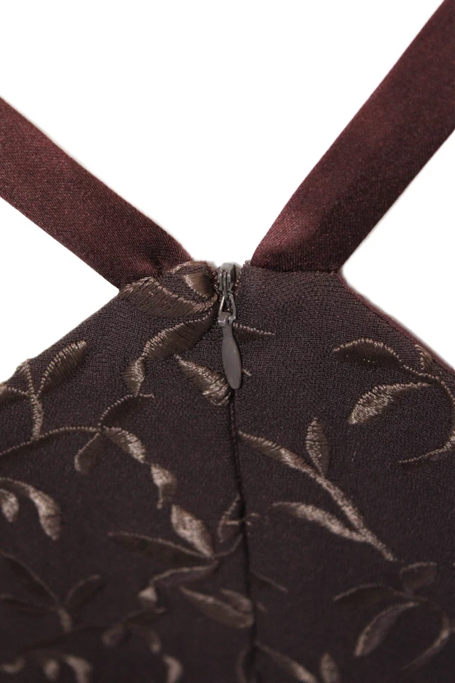 Nicole Miller Womens Leaf Print Sleeveless Square Neck Maxi Dress Red Size 4 - Image 4 of 4