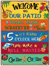 Welcome to Our Patio Outdoor Tin Sign Metal Welcome for Porch New 8x12