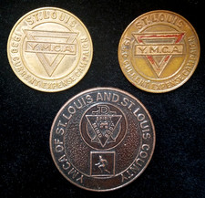 Lot of 3 YMCA of St. Louis MO Medal Tokens 1938 1940 Hole In One Club & Undated