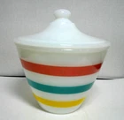 VTG Fire King Colonial Bands Stripes Grease Bowl - NICE! Red Teal Yellow