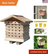 Interactive Wooden Bee House - Eco-Friendly Solitary Bee Habitat for Gardens