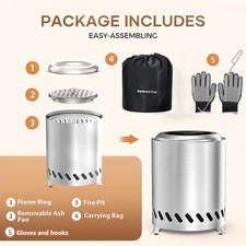 Portable Smokeless Fire Pit 8.6 Inch for Camping & Patio, Quick Ash Removal