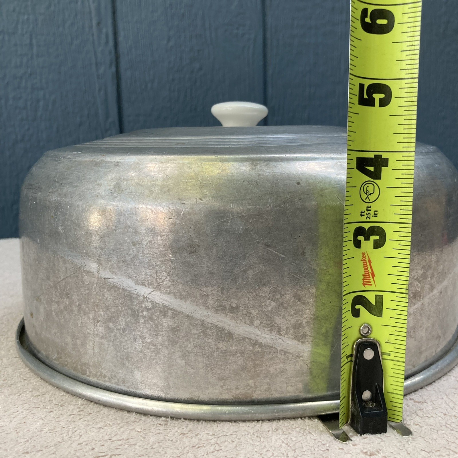 Vintage Hand-Painted Metal Cloche Cake Cover-Pink/Green-Vtg-Cottagecore-Retro