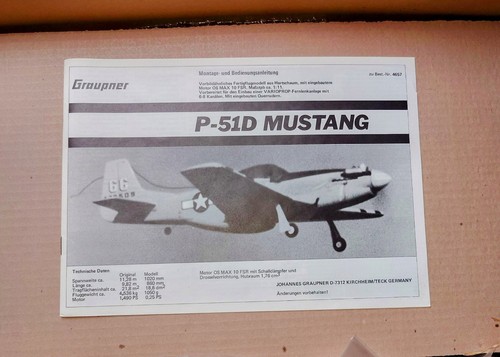 Graupner North American P51D 1:11 Scale Modell Nr. 4657 Spannweite 1020mm. - Bild 11 von 14