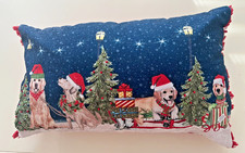 Christmas Embellished Golden Retriever Lab Dog Bed Couch Pillow 20 x 12