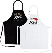 Mr and Mrs Apron Set - Bridal Shower / Engagement / Anniversary Gift For Couples