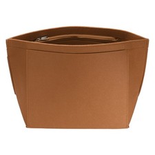 Purse Organizer Insert, Large Felt Handbag Organizer with Zipper, Brown