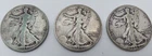 Vintage Lot Of Three 1940's Walking Liberty Circulated Half Dollar Coins #2