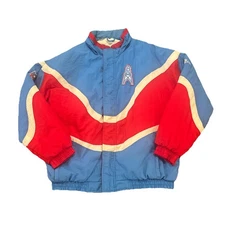 Vintage Houston Oilers Jacket Large Mens Apex One Blue 