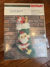 Adorable HTF NOS Sealed 1979 Bernat Loot Boot Santa Latch Hook Stocking Kit