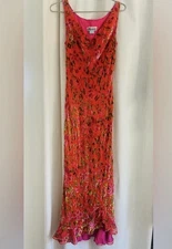 Vintage Monsoon Y2K Silk Viscose Slip Dress Size 6  Party Cocktail Festive