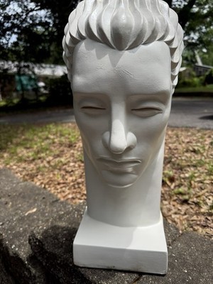 Vintage Art Deco Plaster Bust Male Face MCM Sculpture