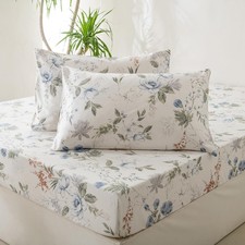 Green Floral Sheet Set 100 Cotton Sheets - Crispy Cooling Percale Sheets for...