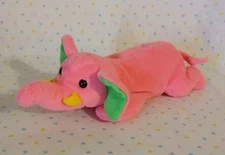 Vintage Stuffins Neon Pink Green Elephant Stuffed Animal Beanbag Plush Toy 9”
