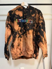 Travis Scott Astroworld Hoodie L • Embroidered Logo • DIY Bleach Tie-Dye • Read