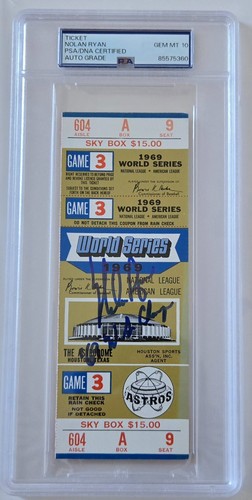 Nolan Ryan Signed 1969 Original World Series Game 3 Full Ticket PSA/DNA Gem Mint
