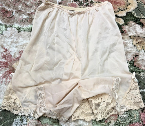 Vtg 60s Olga Panti-Slip Beige Semi Sheer Nylon Pillow Tab Briefs Tap  S