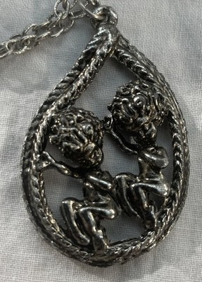 Vintage Cyvra  Pixie/Sprite Silver Tone Pendant On A 24  Chain
