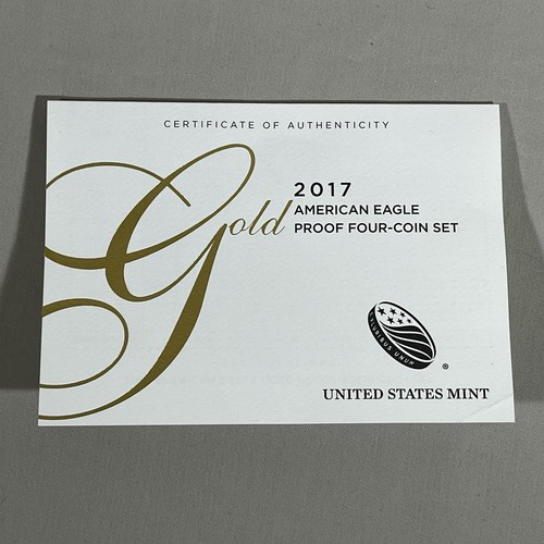 2017-W Gold American Eagle 4-coin PROOF Set COA - No Coins, COA Only!