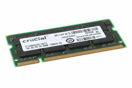 2GB 2 GB Crucial 2X 1GB PC2700 DDR333MHz 200Pin Sodimm Memory RAM Low Density, - Picture 5 of 8